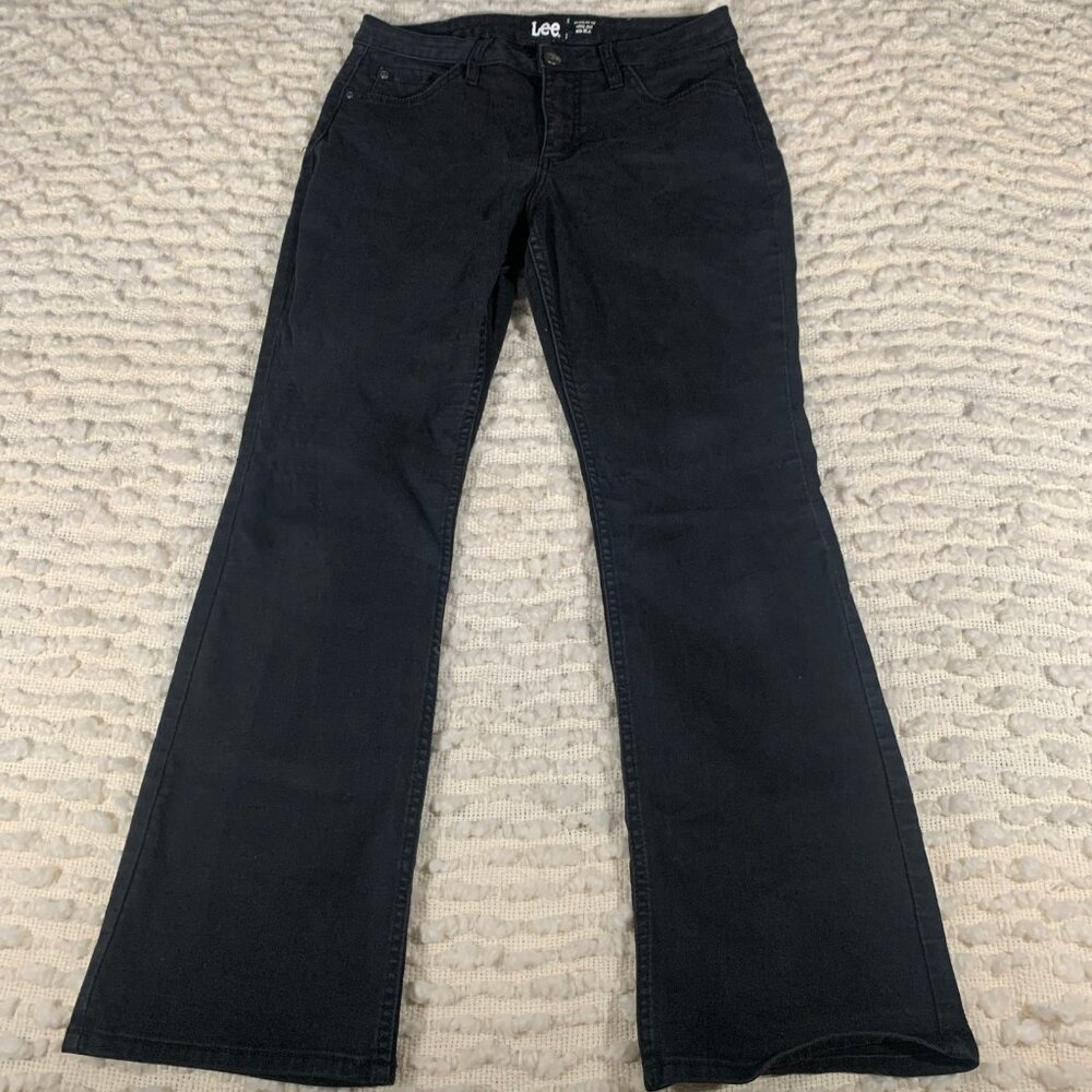 LEE WOMENS‎ SIZE 10 BLACK BOOTCUT JEANS MID RISE REGULAR FIT CLASSIC STRETCH